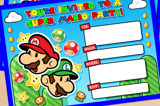 Super Mario Fødselsdagsinvitation